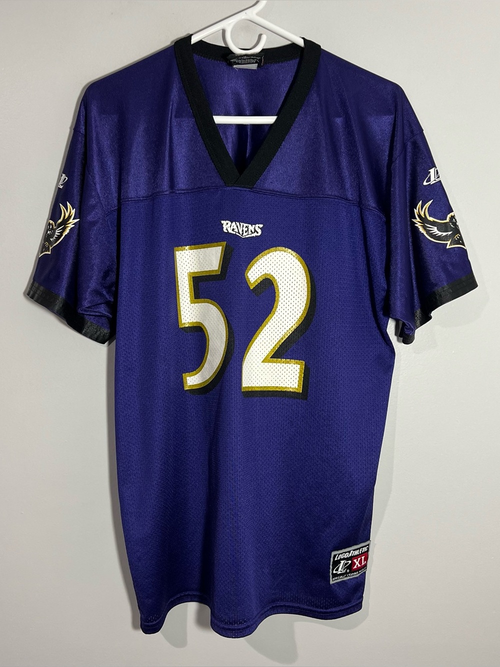 Vintage Logo Athletic Baltimore Ravens Ray Lewis Purple Football Jersey Youth XL